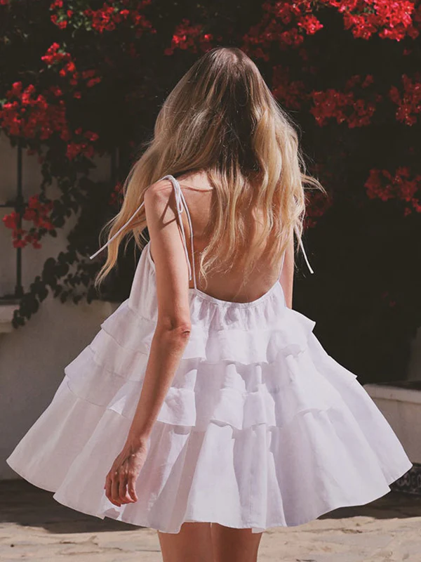 Beaumama robe courte grossesse party cocktail froufrou dos nu spaghettiträger tenue de fête femme enceinte – Image 4