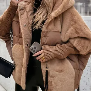 Beaumama manteau fausse fourrure grossesse casual épissage poilu capuche manteau d'hiver femme enceinte