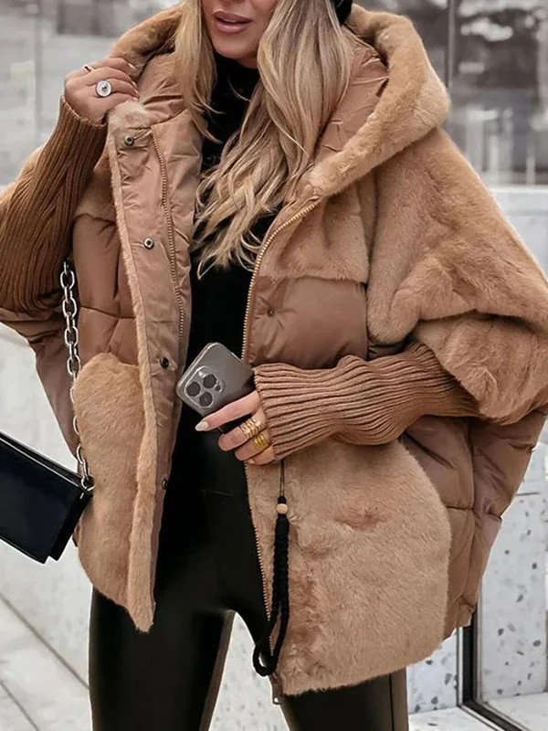 Beaumama manteau fausse fourrure grossesse casual épissage poilu capuche manteau d'hiver femme enceinte – Image 2