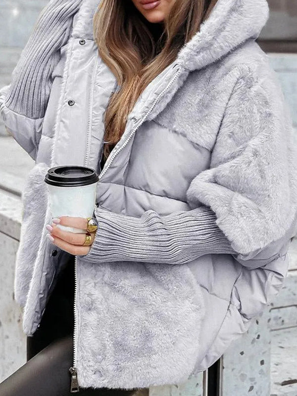 Beaumama manteau fausse fourrure grossesse casual épissage poilu capuche manteau d'hiver femme enceinte – Image 4