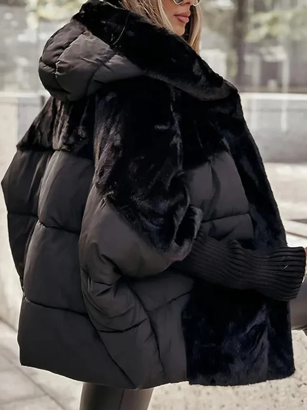 Beaumama manteau fausse fourrure grossesse casual épissage poilu capuche manteau d'hiver femme enceinte – Image 5