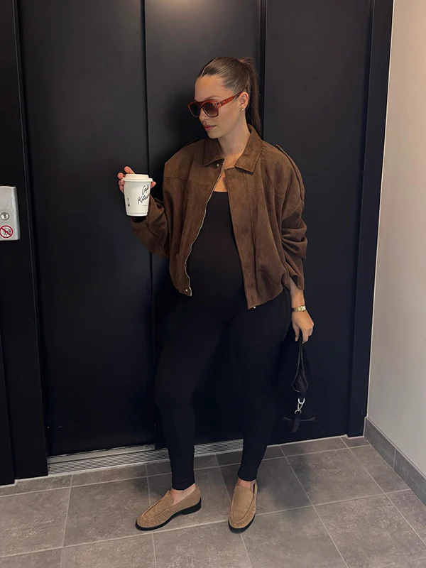 Beaumama veste grossesse casual suédine zippé manteau d'hiver femme enceinte – Image 7