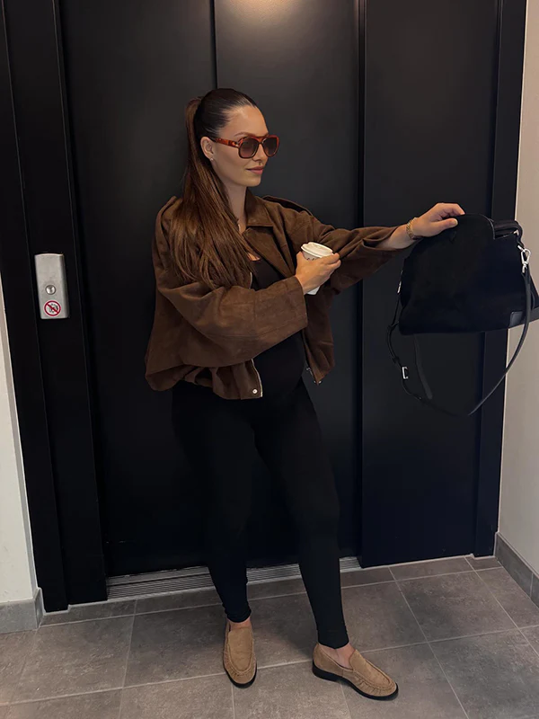 Beaumama veste grossesse casual suédine zippé manteau d'hiver femme enceinte – Image 8