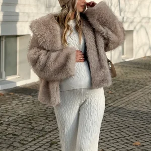 Beaumama manteau fausse fourrure grossesse vintage poilu manteau d'hiver femme enceinte