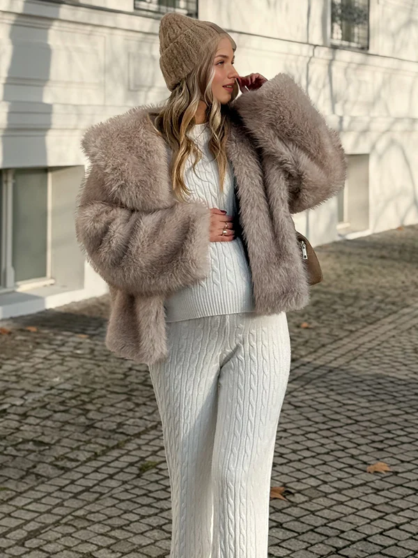 Beaumama manteau fausse fourrure grossesse vintage poilu manteau d'hiver femme enceinte