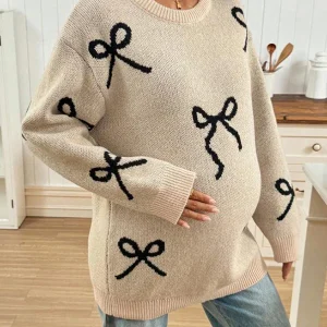Beaumama pulls grossesse casual confortable nœud papillon crochet tricot femme enceinte
