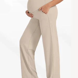 Beaumama pantalon droit grossesse casual poches taille haute femme enceinte