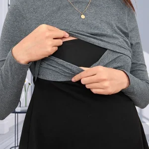 Beaumama t-shirt allaitement grossesse casual chic épissage volants couleur bloc femme enceinte