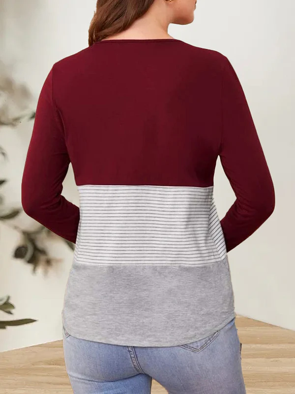 Beaumama t-shirt allaitement grossesse casual tous les jours couleur bloc rayé femme enceinte – Image 5