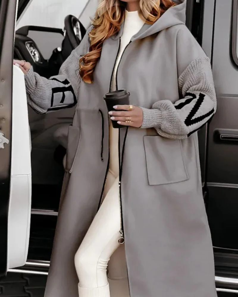 DONIA - Veste décontractée à capuche avec manches tricotées – Image 6