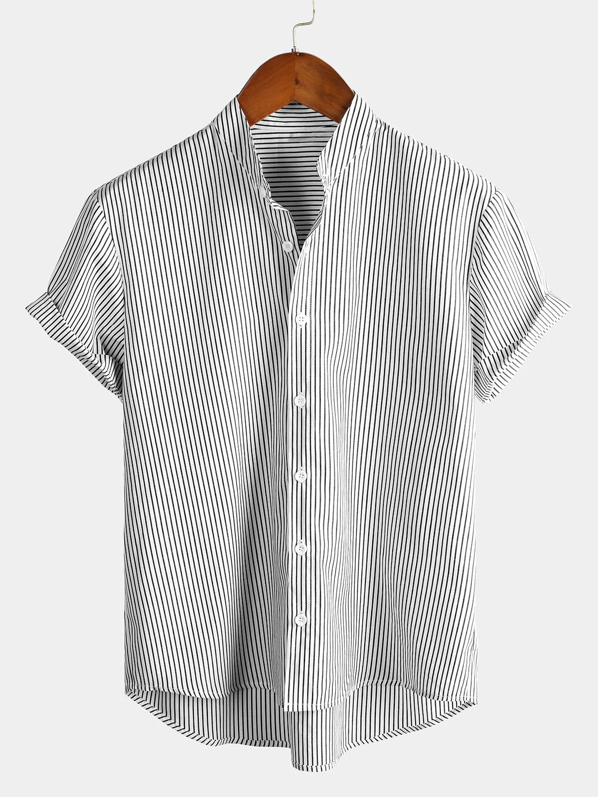 Chemise Henley à col pour hommes en coton à manches courtes – Image 3