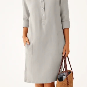 Hélène | Robe en lin à manches longues