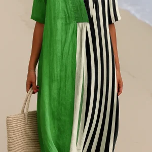 Iris | Robe vert vif à rayures noires