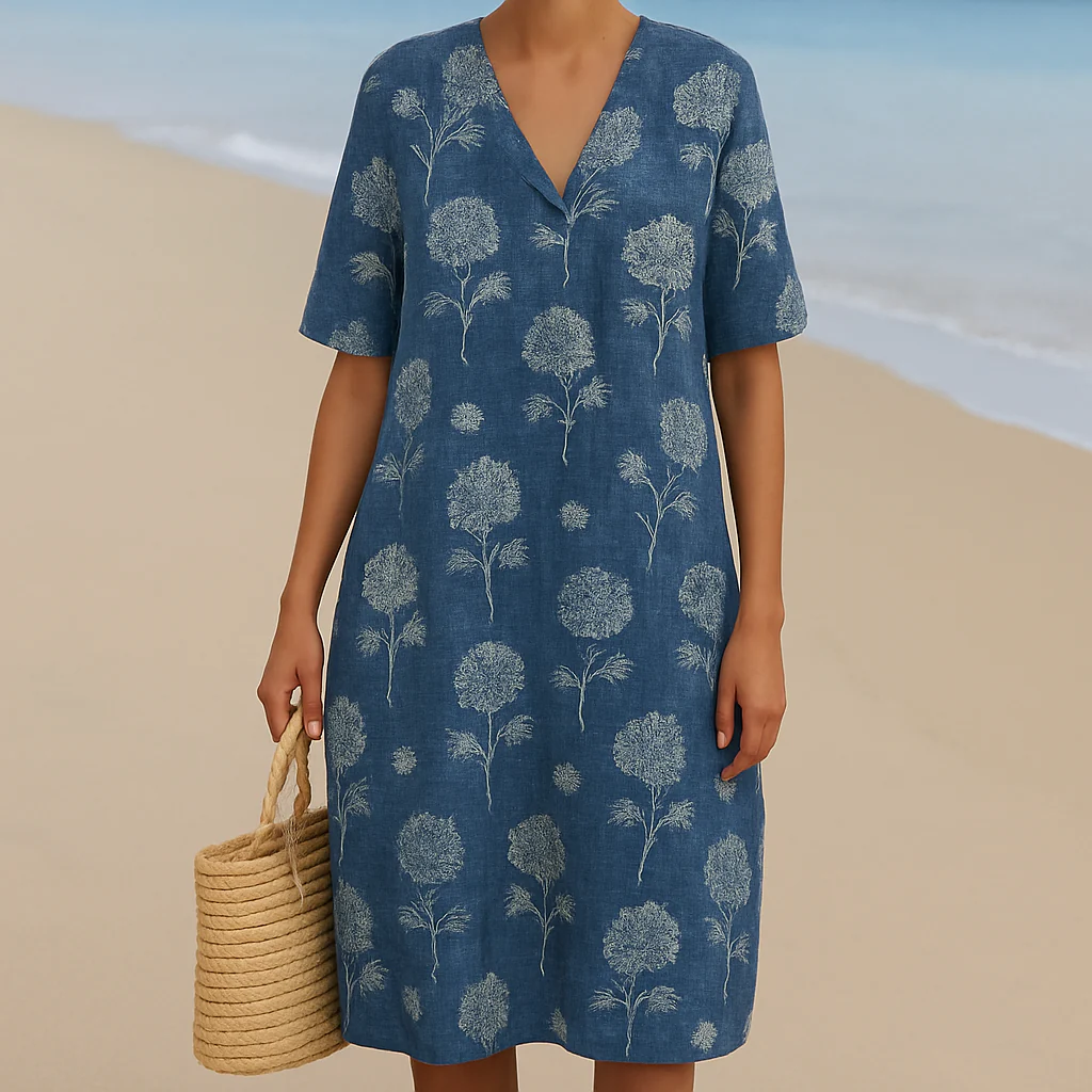 ALMA | Robe bleu indigo à fleurs