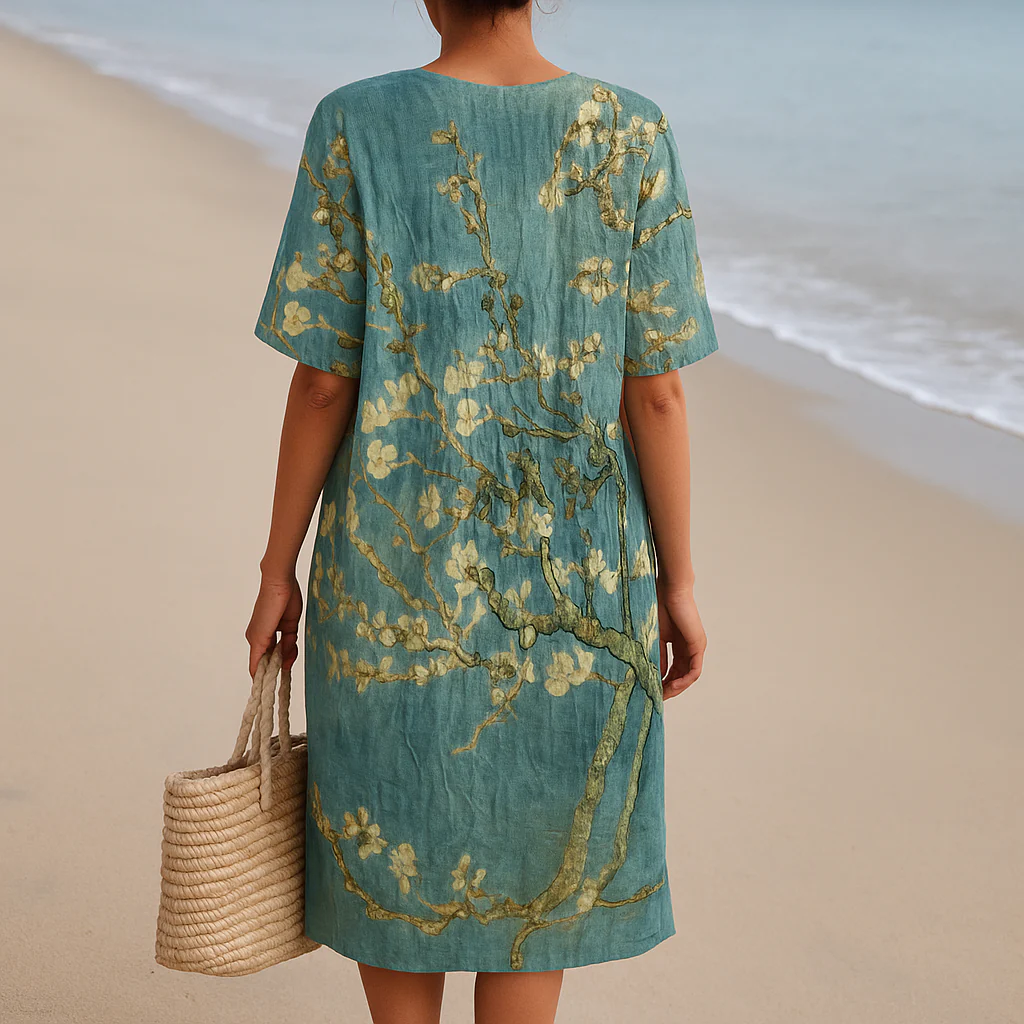 ALMONDE | Robe bleu-vert à imprimé fleuri – Image 3