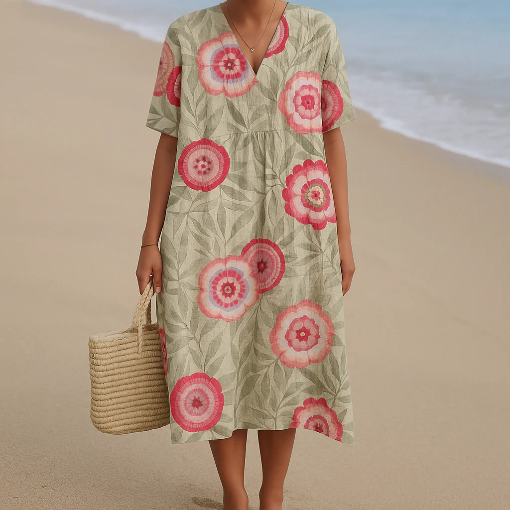 Félice | Robe feuillage et fleurs mandala – Image 2