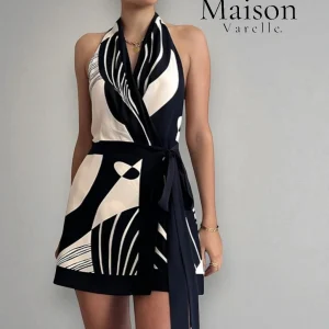 Aurélie™ | Combinaison Fae avec Motif Abstrait et Ceinture Chic