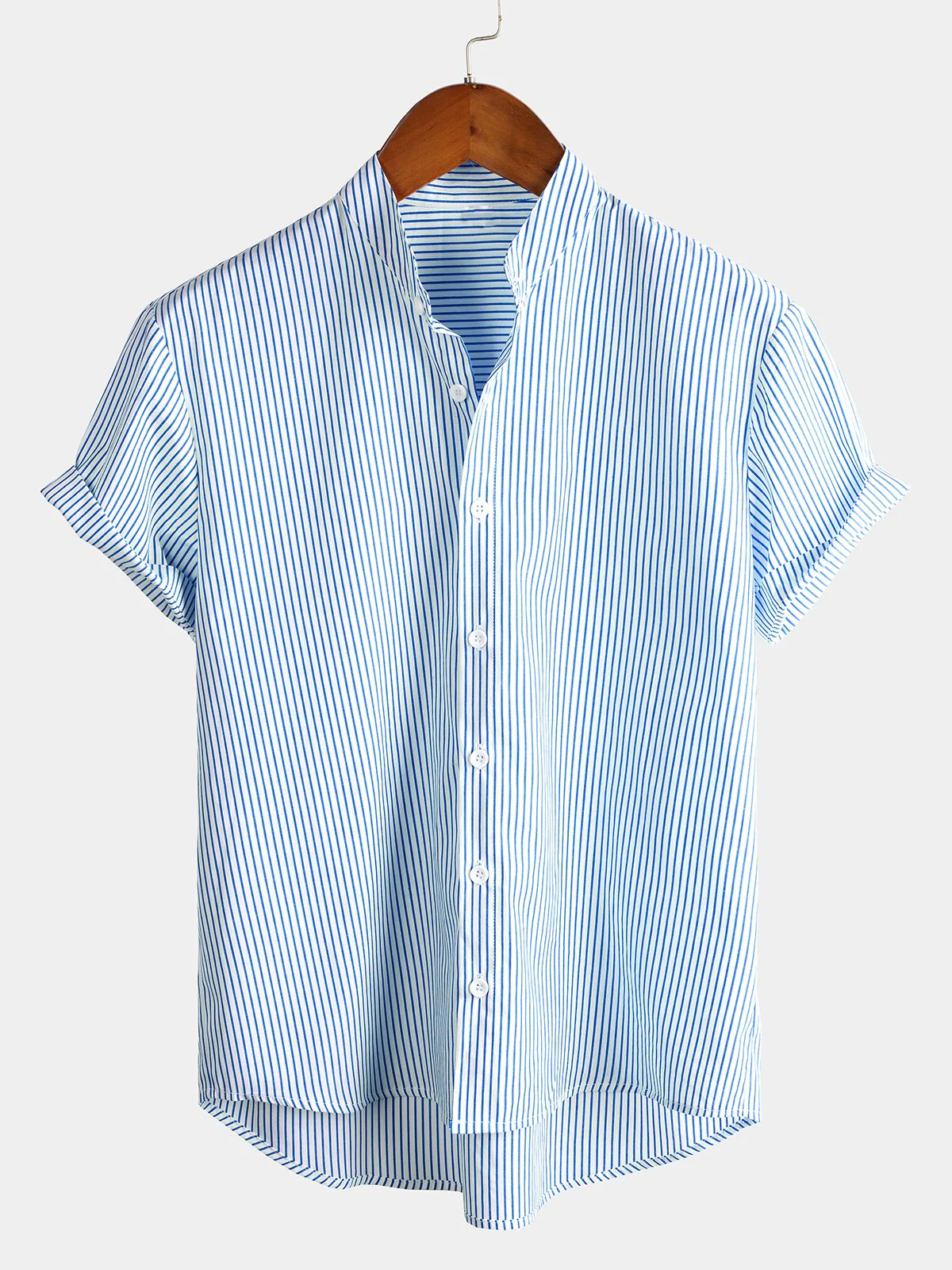 Chemise Henley à col pour hommes en coton à manches courtes – Image 2