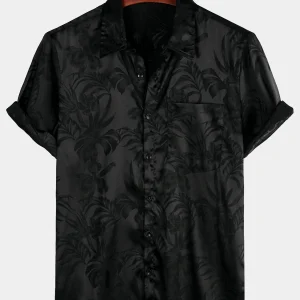 Chemise d'été à manches courtes en jacquard pour hommes