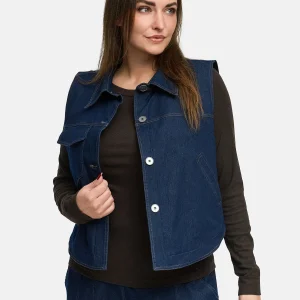 'Amira' Veste – denim foncé, décontractée & avec stretch