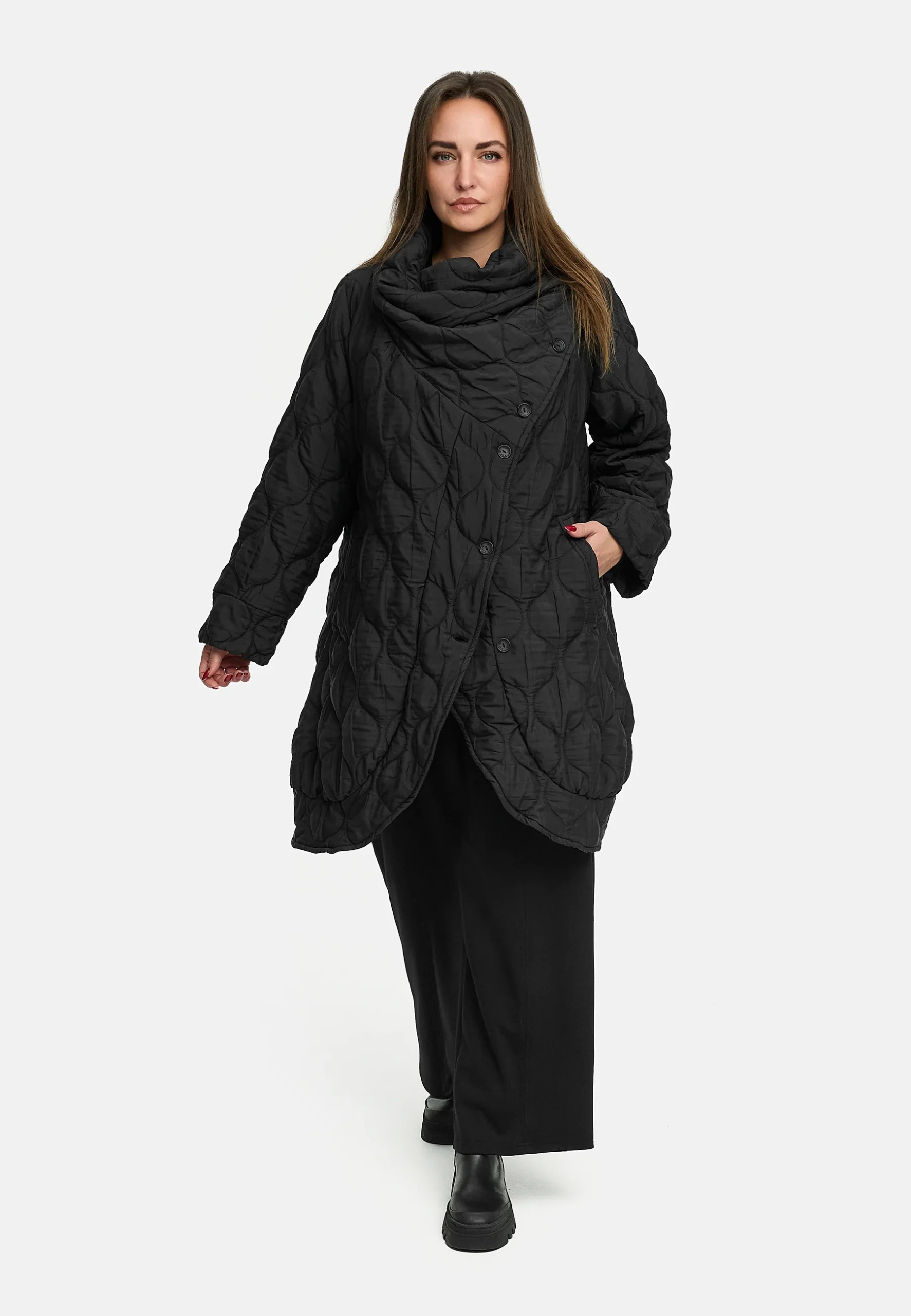 'Ysmara' manteau d'hiver noir – moderne, élégant & bien chaud – Image 6