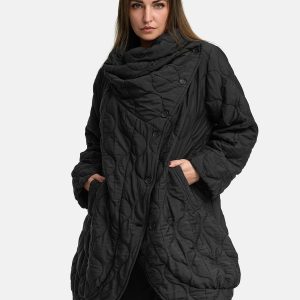 'Ysmara' manteau d'hiver noir – moderne, élégant & bien chaud