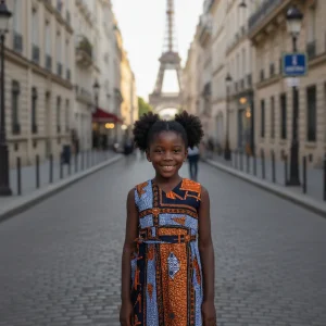 robe fille modèle africain décoration fleur et ceinture