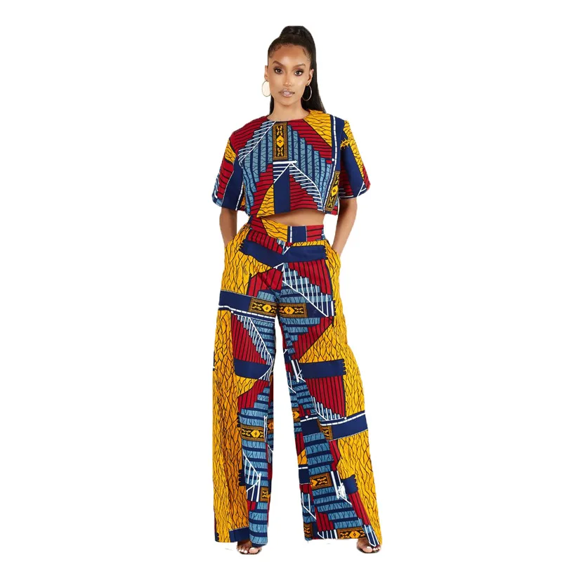Ensemble deux pièces sexy pour femmes africaines, haut et pantalon, costume 2 pièces africain tissu imprimé africain , vêtements africains pour femmes – Image 3
