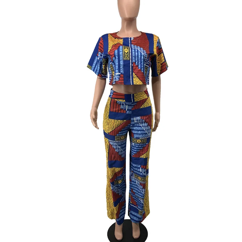 Ensemble deux pièces sexy pour femmes africaines, haut et pantalon, costume 2 pièces africain tissu imprimé africain , vêtements africains pour femmes – Image 7