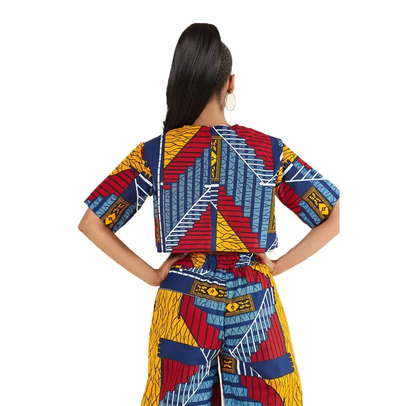 Ensemble deux pièces sexy pour femmes africaines, haut et pantalon, costume 2 pièces africain tissu imprimé africain , vêtements africains pour femmes – Image 5