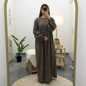 Abaya côtelé pour l'hiver ref:2398 - Abaya confortable velours Côtelé pour l’Hiver