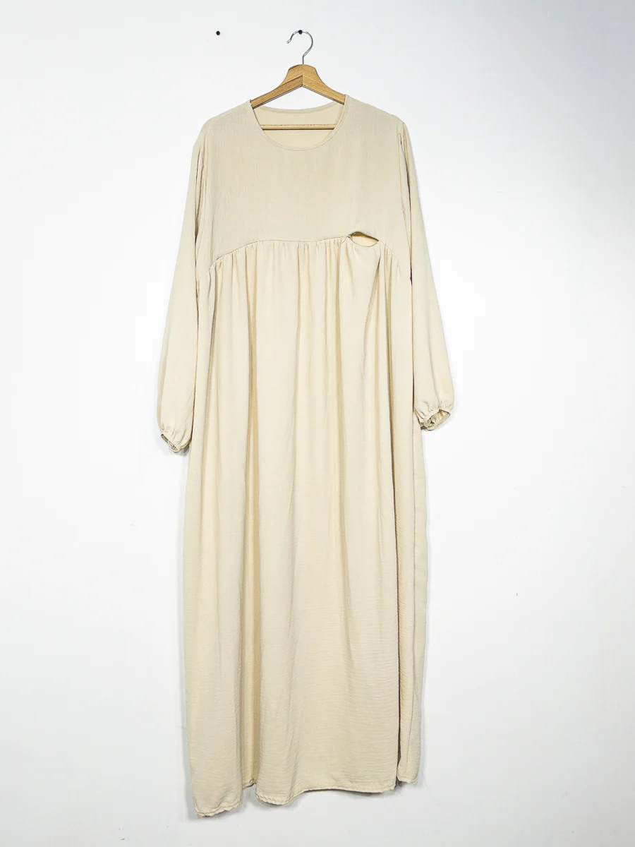 Abaya d'allaitement en jazz ouverture zip REF:RO2512JAZZ - manches bouffantes et coupe fluide facilitant l’allaitement en toute discrétion. – Image 9