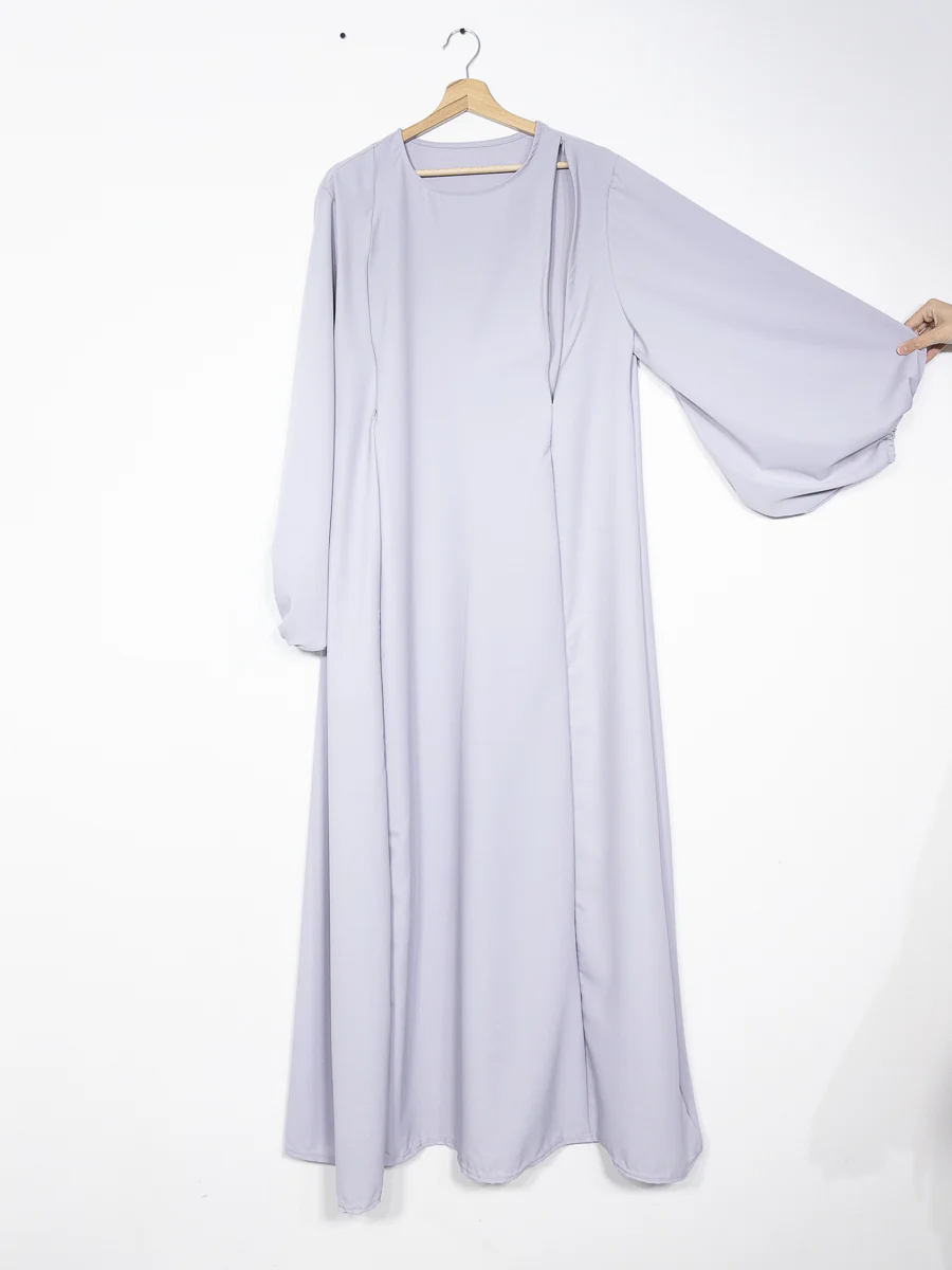 Abaya d'allaitement en soie de Medine ouvertures zip REF:RO2508PK - doux et fluide facilitant l’allaitement en toute discrétion. – Image 7
