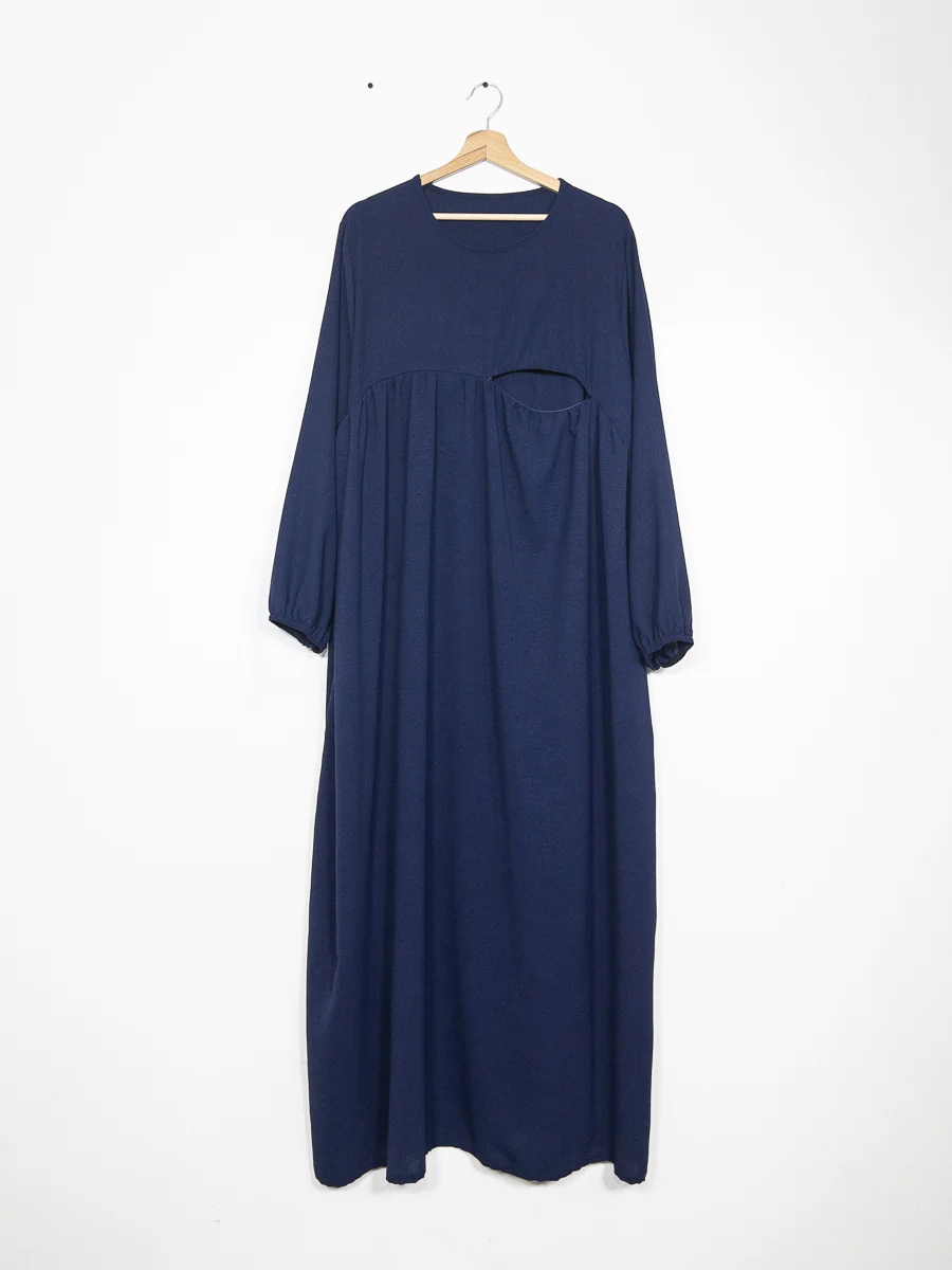 Abaya d'allaitement en jazz ouverture zip REF:RO2512JAZZ - manches bouffantes et coupe fluide facilitant l’allaitement en toute discrétion. – Image 3