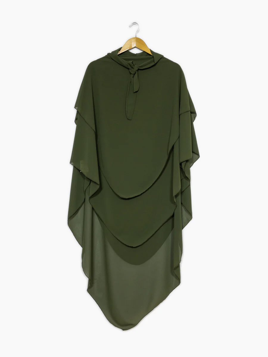 Khimar trois volant ref:Ca2317 - Khimar long en mousseline de haute qualité – Image 3