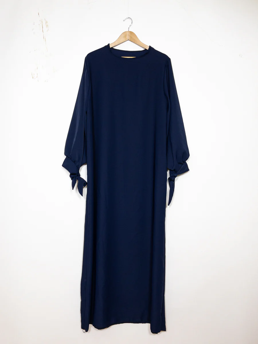 Abaya en soie de Médine RO2378PK - Elégante et fluide avec coupe ample et manches ballon avec joli nœud – Image 8