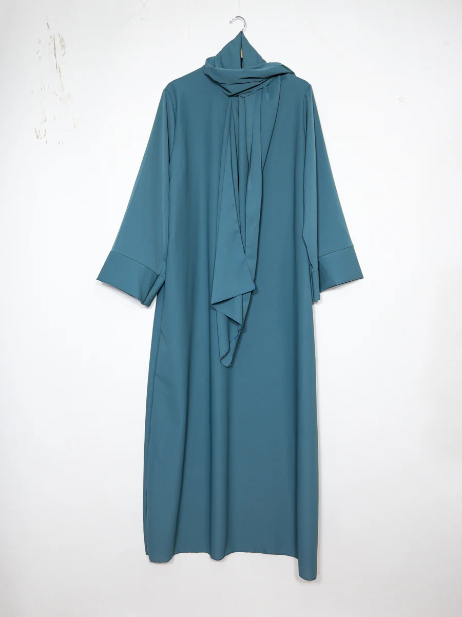 Abaya en soie de Médine pour femme ref:Ro2377pknml - voile intégré confortable et simple – Image 6