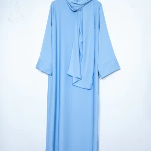 Abaya en soie de Médine pour femme ref:Ro2377pknml - voile intégré confortable et simple