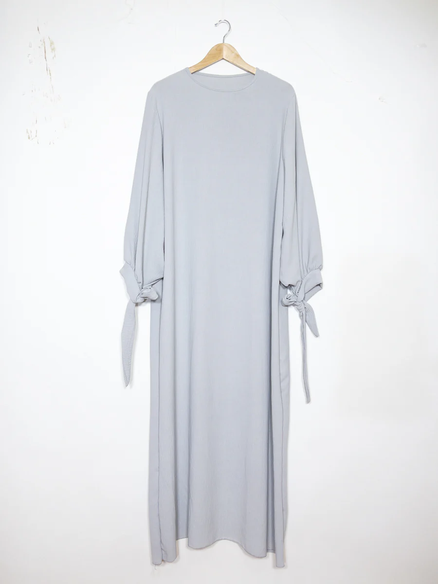 Robe abaya réf RoL2378jazz - Robe abaya longue en jazz longue pour femme 185cm avec manches ballon et nœud fluide et sophistiquée – Image 8