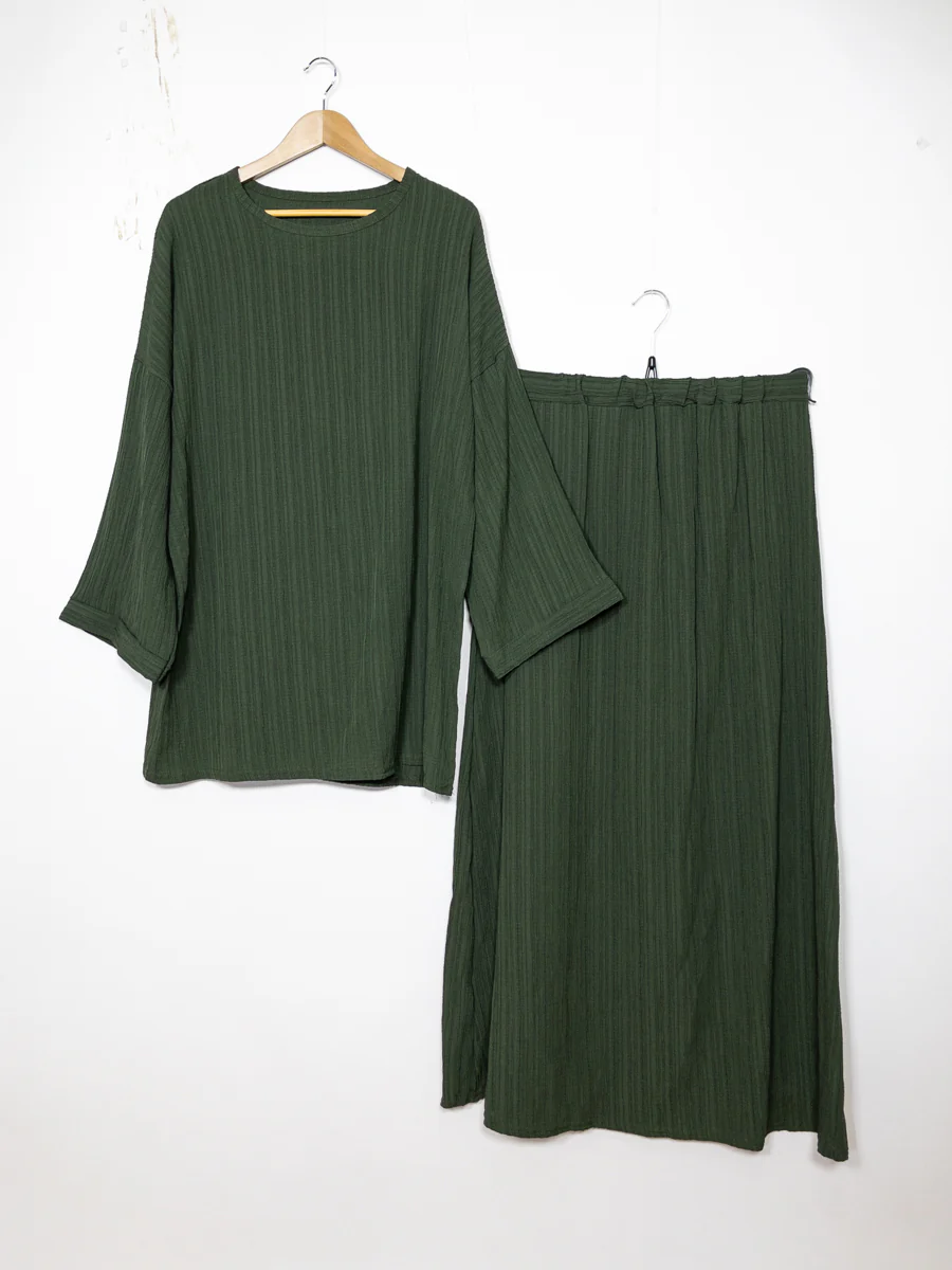 Abaya ensemble ref: EN2335 FF-85JU - Ensemble Abaya Tunique et Jupe évasée élégante – Image 9