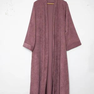 Kimono manche large pour femme ref:2391 Kimono Manches Larges en Velours Côtelé a coupe longue et ouverte avec des manches amples