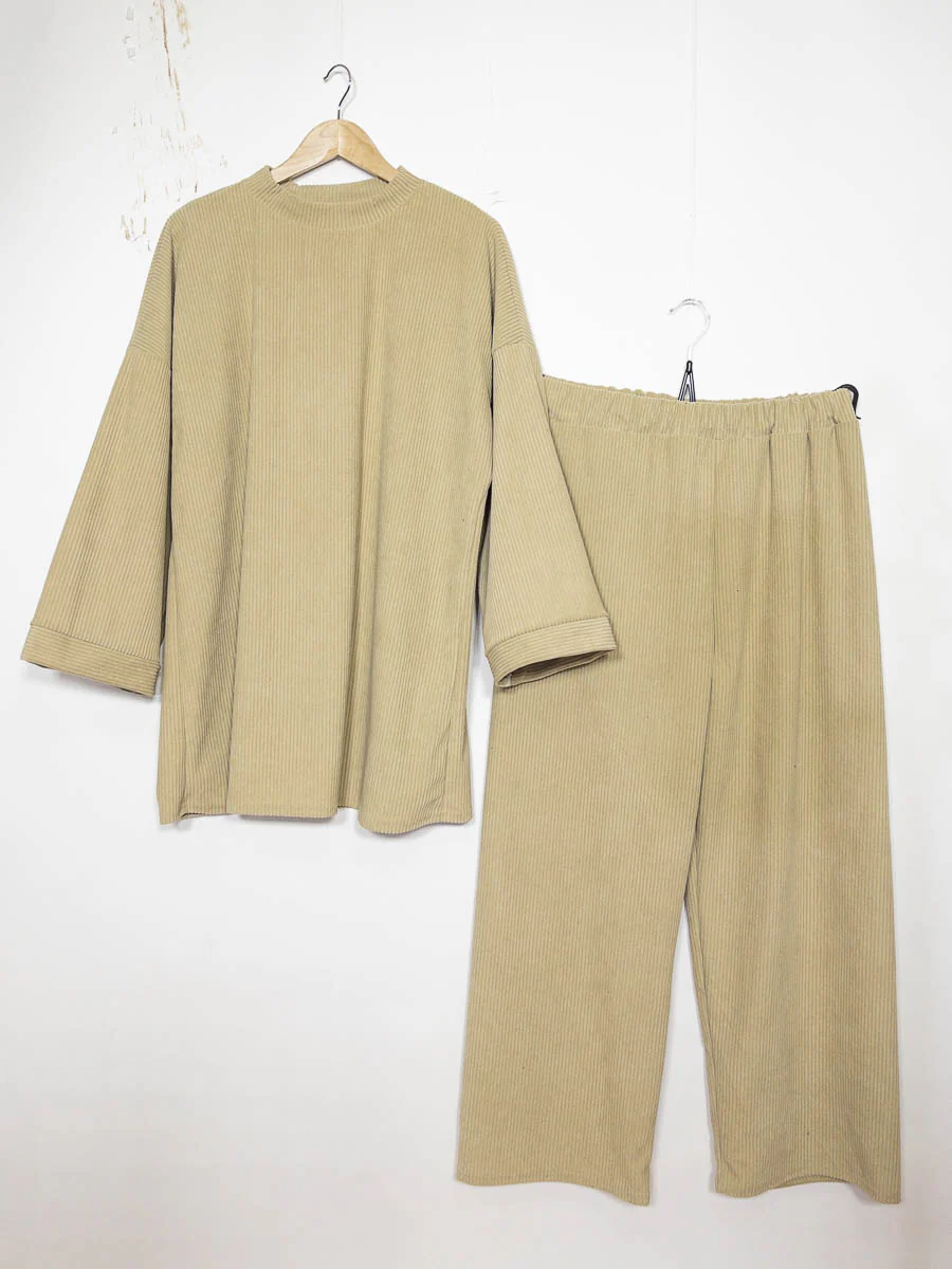 Ensemble côtelé pour l'hiver ref:2396 - Ensemble confortable Côtelé pour l’Hiver avec pantalon – Image 3