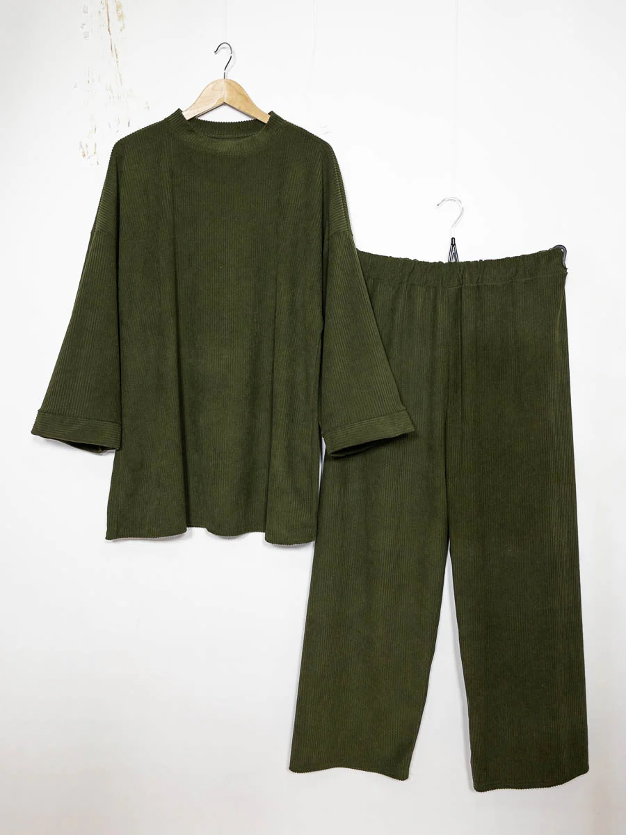 Ensemble côtelé pour l'hiver ref:2396 - Ensemble confortable Côtelé pour l’Hiver avec pantalon – Image 5