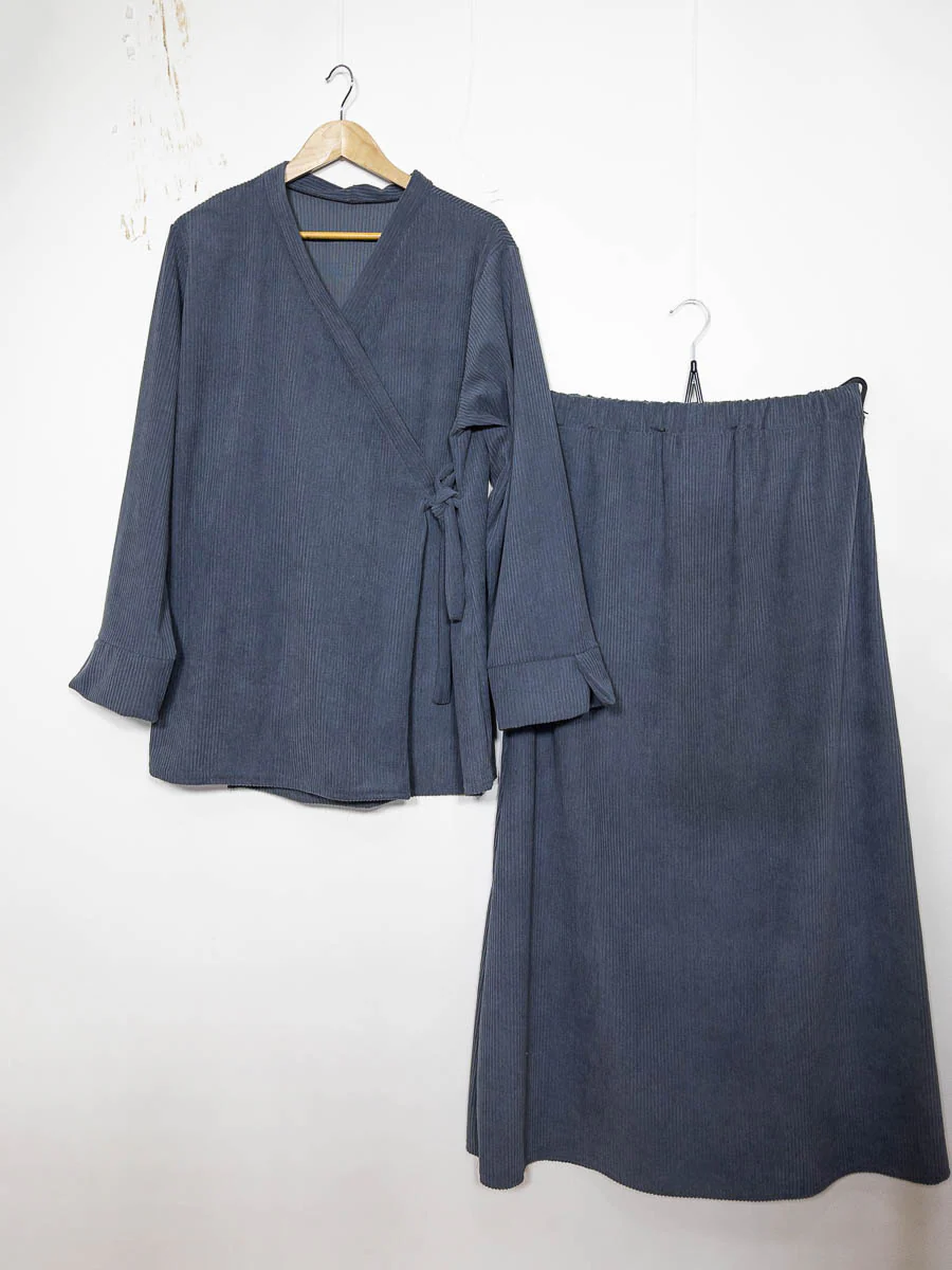 Ensemble côtelé pour l'hiver : 2385-ju-Côtèle Ensemble Côtelé pour l’Hiver avec jupe côtelé chic et chaleureux – Image 7