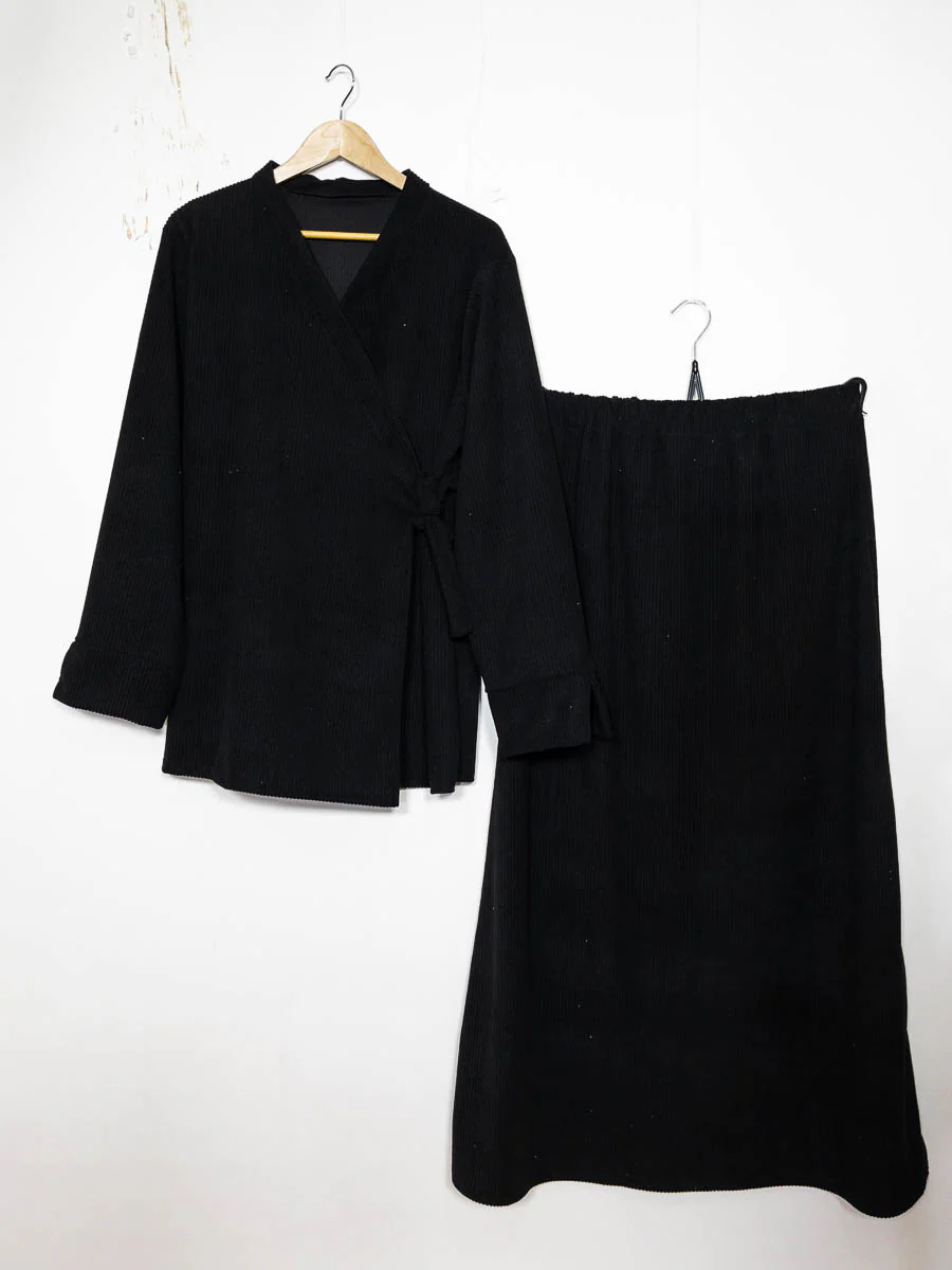 Ensemble côtelé pour l'hiver : 2385-ju-Côtèle Ensemble Côtelé pour l’Hiver avec jupe côtelé chic et chaleureux – Image 6