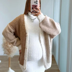MILO - Gilet de grossesse douceur extrême bicolore beige