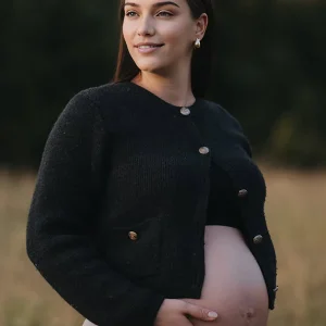 Beaumama gilets en maille grossesse chic élégant crochet tricot poches boutonnage femme enceinte