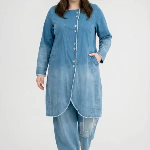 Manteau 'Sky' – Denim de qualité supérieure, délavage ombré et extensible