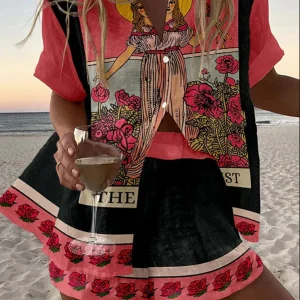 Yseline™ | Ensemble court en lin vierge rose