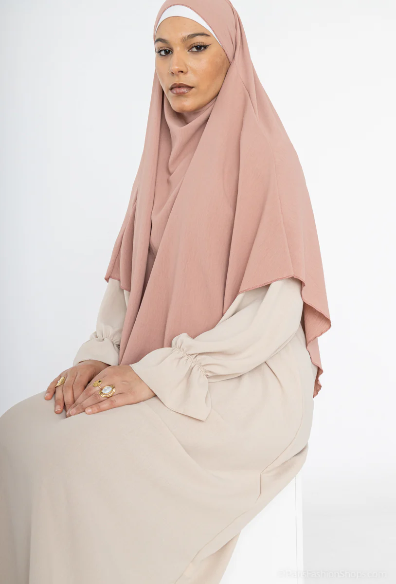 Khimar long en jazz ref: Ca2301jazz - Khimar long et ample en tissu jazz léger et fluide – Image 4